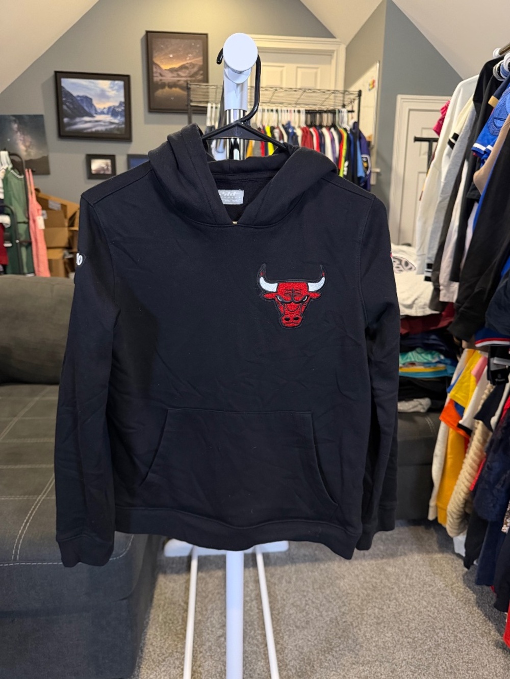 Chicago Bulls Pro Standard Youth Logo Hoodie Black Size L 14/16 NWOT